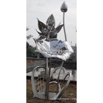 Large water lily stainless steel sculpture